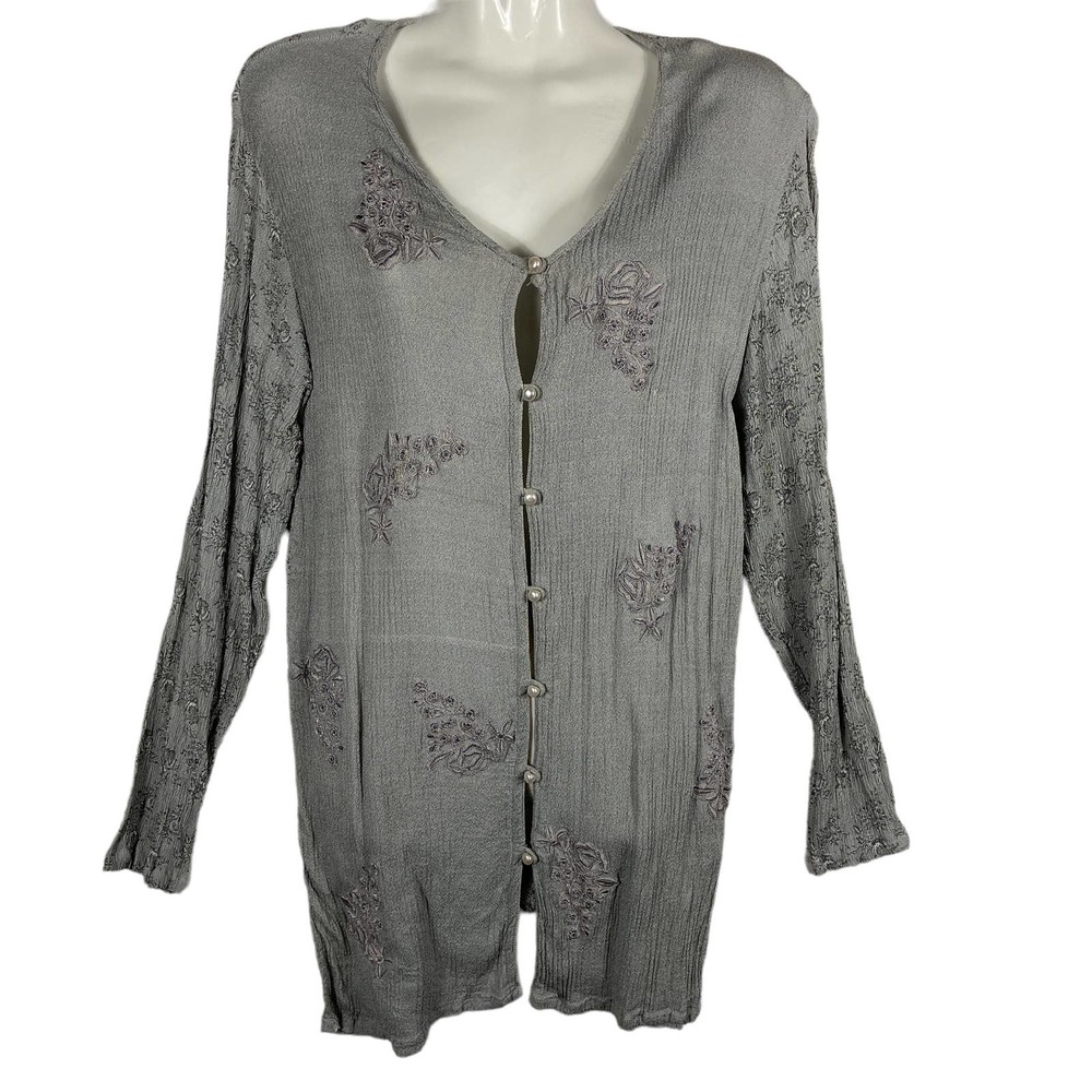 Vintage Papillon Gray Top Size Medium